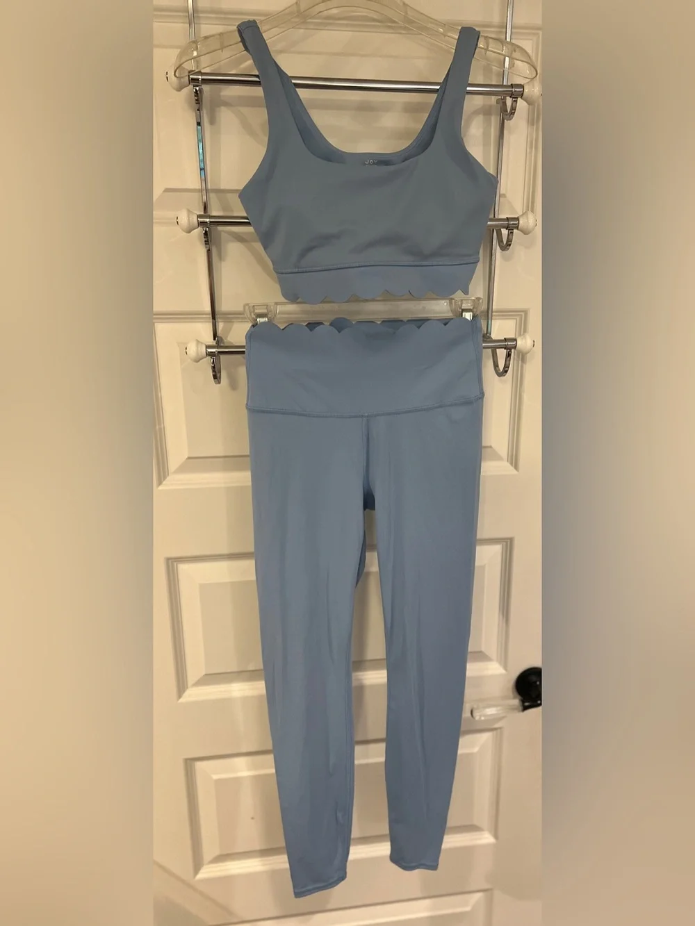 JoyLab Blue Scallop-Edge matching set Sports Bra + Leggings